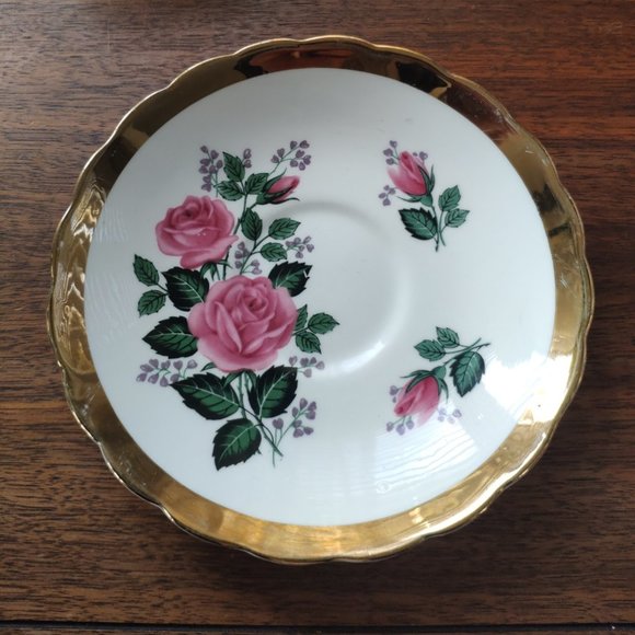 Rosina Gilt Tea Cup, England Gold Gilded Pink Roses, VTG Bone China - Picture 6 of 14